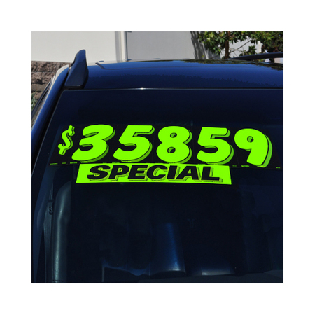 CAR DEALER DEPOT 7 1/2" Chartreuse Adhesive Windshield Numbers: $ Pk 109-$